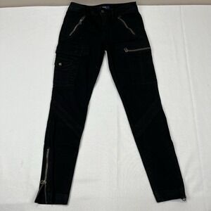 Polo Ralph Lauren Women's Size 6 Black Utility Zip Pocket Skinny Leg Cargo Pants